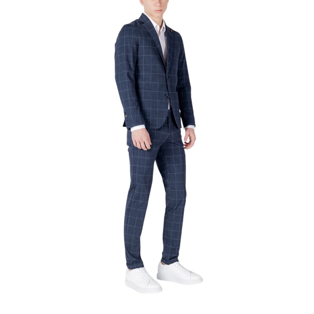 Mulish Blue Cotton Two-Piece Men's Suit