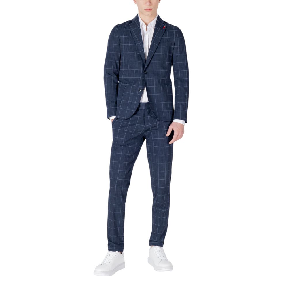 Mulish Blue Cotton Two-Piece Men's Suit