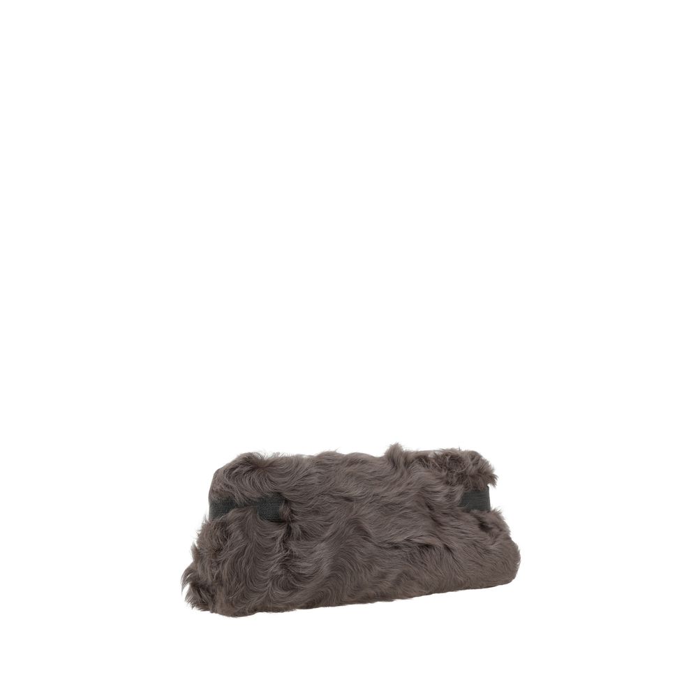 Brunello Cucinelli Brown Fur Clutch Women's Bag