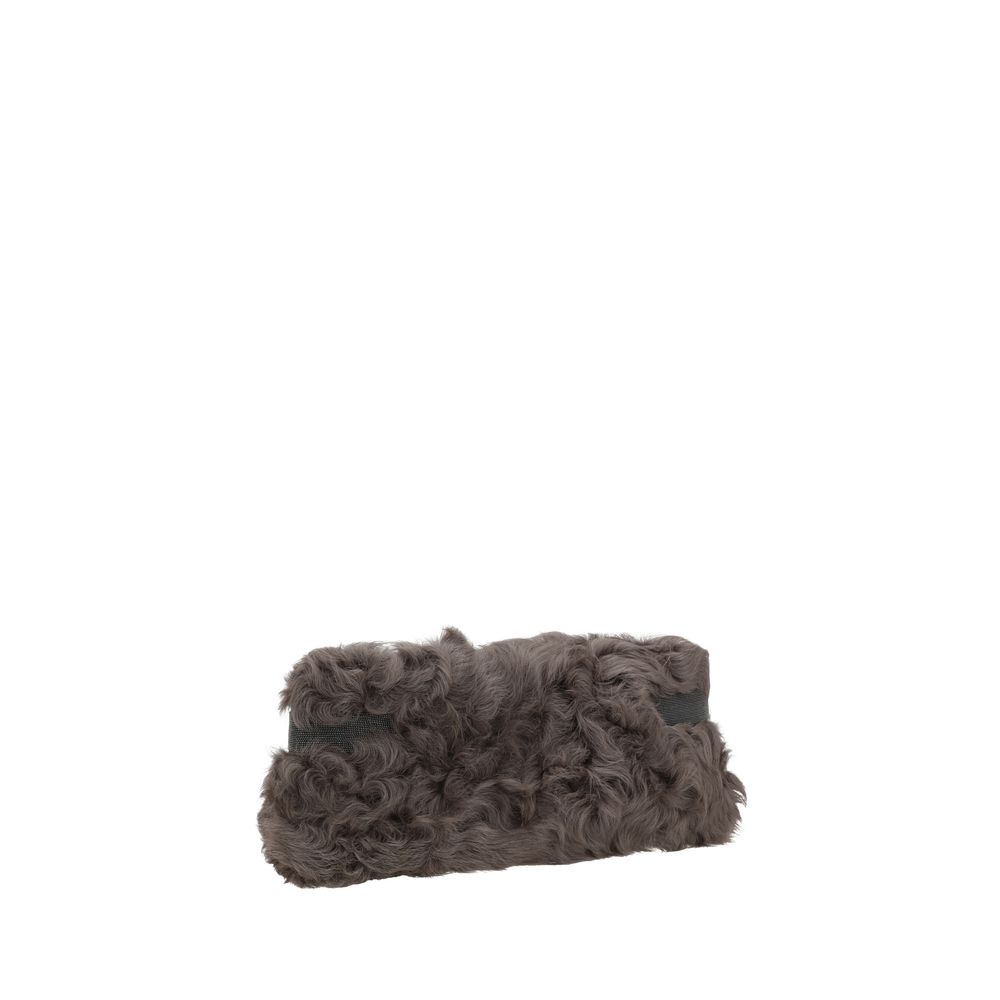 Brunello Cucinelli Brown Fur Clutch Women's Bag