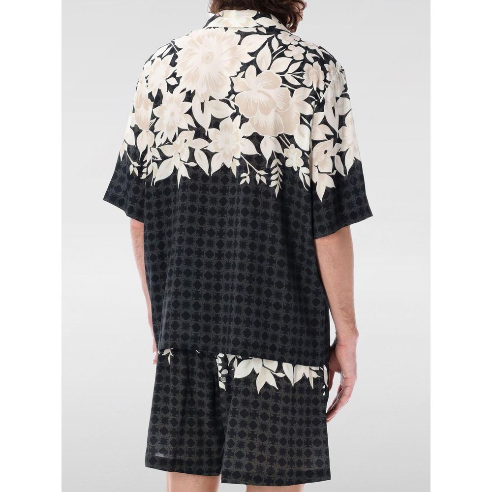 Amiri Black Silk Pattern Men's Shirt