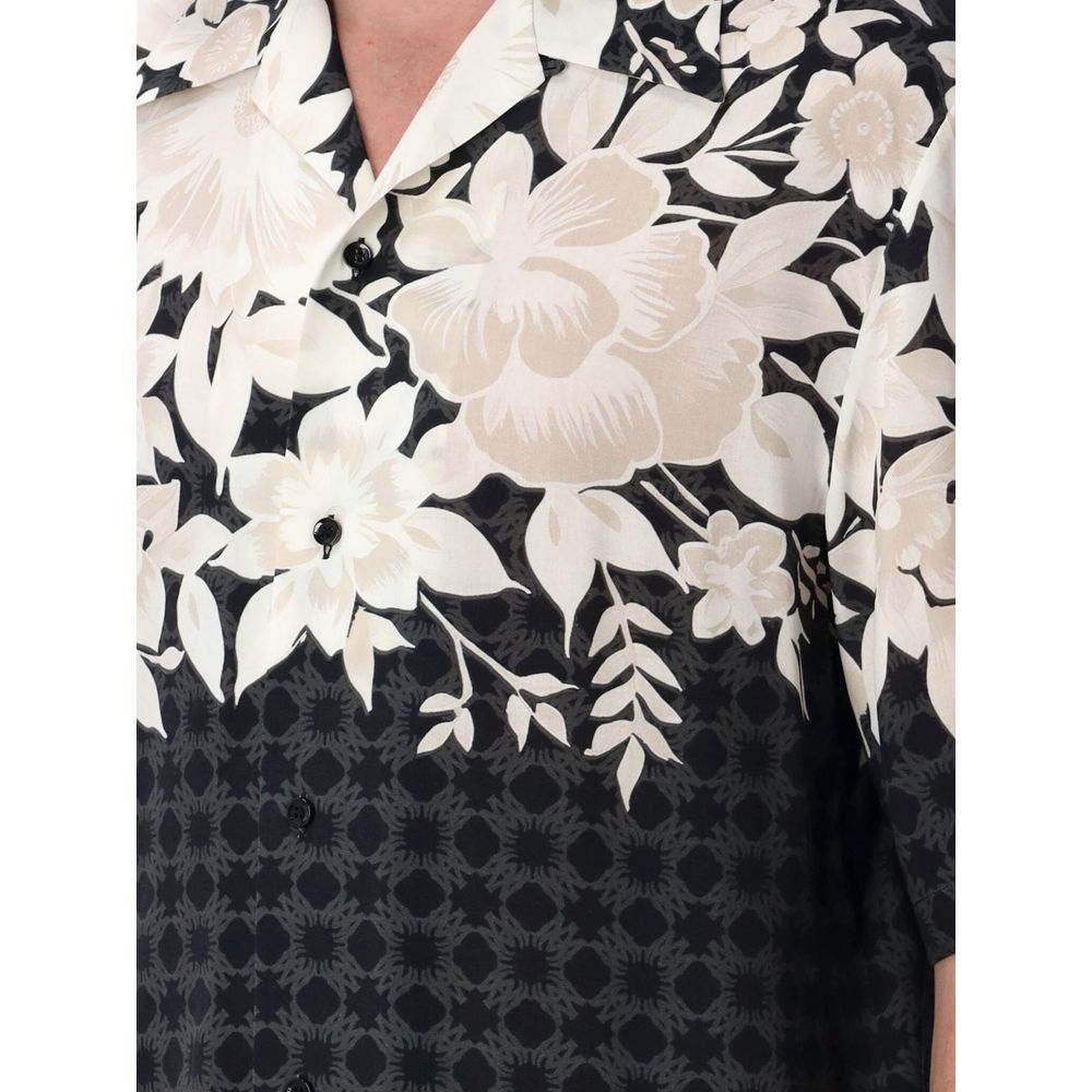 Amiri Black Silk Pattern Men's Shirt