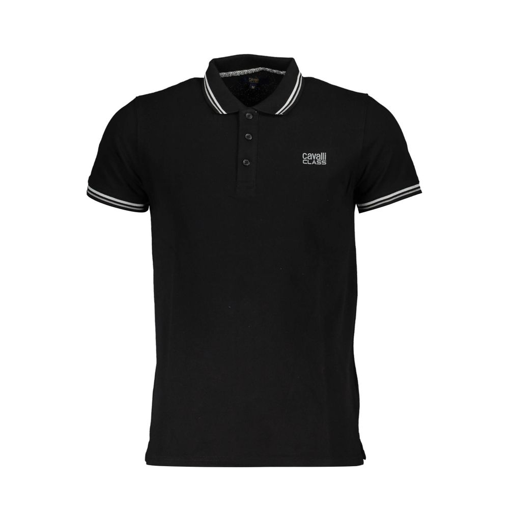 Cavalli Class Black Cotton Men Polo Men's Shirt