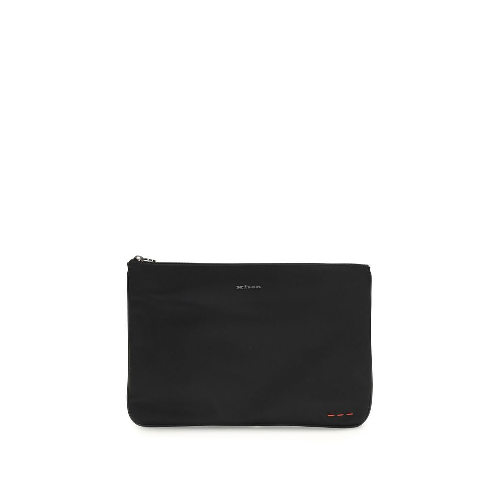 Kiton Black Nylon Clutch Men's Bag