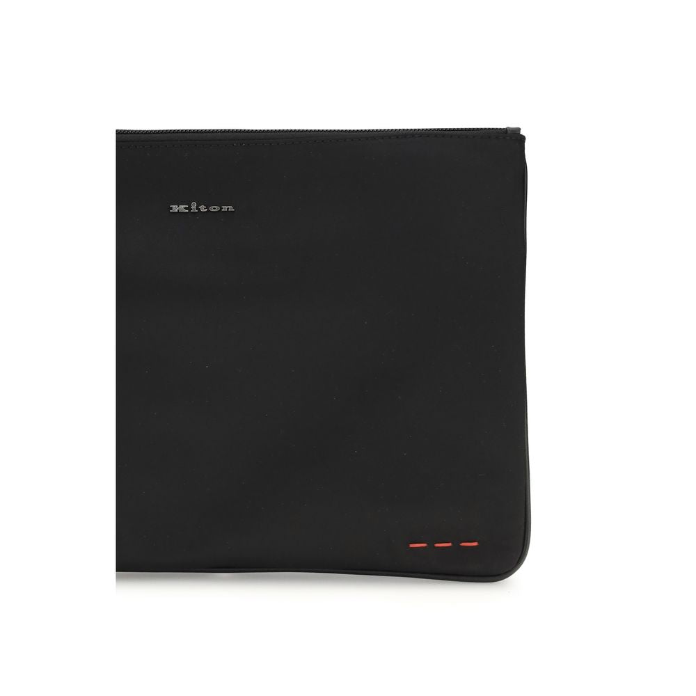 Kiton Black Nylon Clutch Men's Bag