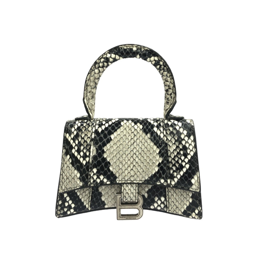 Balenciaga Hourglass Top Handle Bag Python Embossed Leather Gray Calfskin Handbag (Pre-Owned)