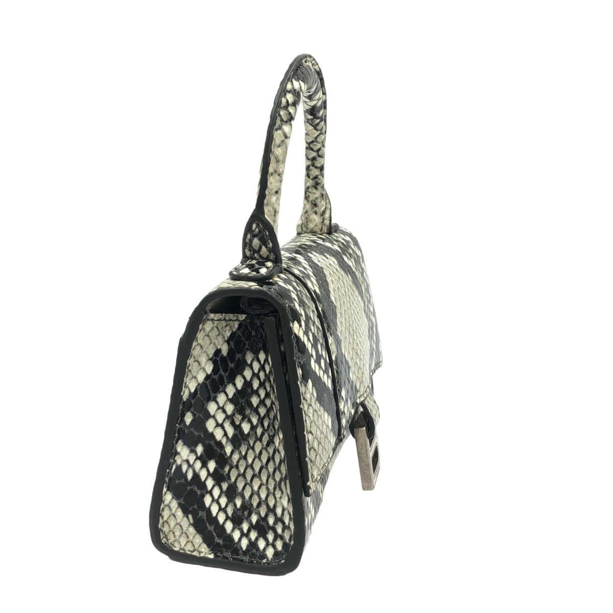Balenciaga Hourglass Top Handle Bag Python Embossed Leather Gray Calfskin Handbag (Pre-Owned)