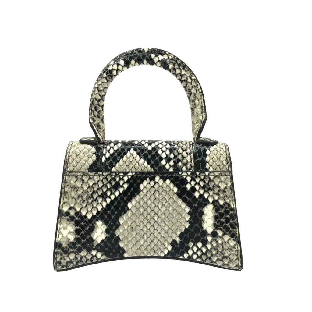 Balenciaga Hourglass Top Handle Bag Python Embossed Leather Gray Calfskin Handbag (Pre-Owned)