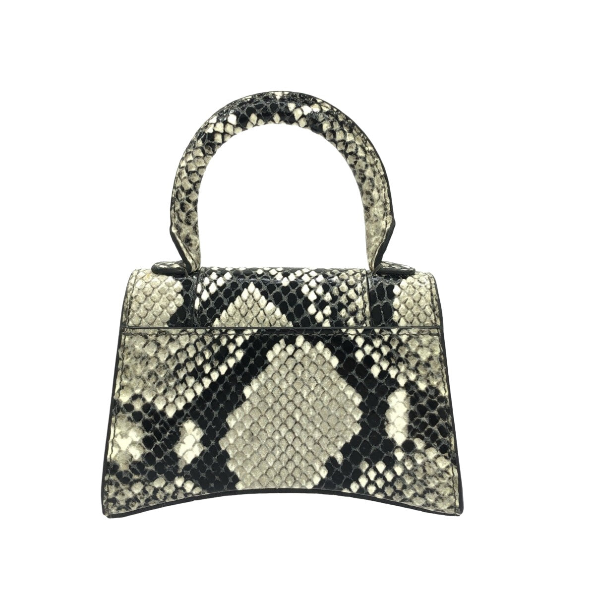 Balenciaga Hourglass Top Handle Bag Python Embossed Leather Gray Calfskin Handbag (Pre-Owned)