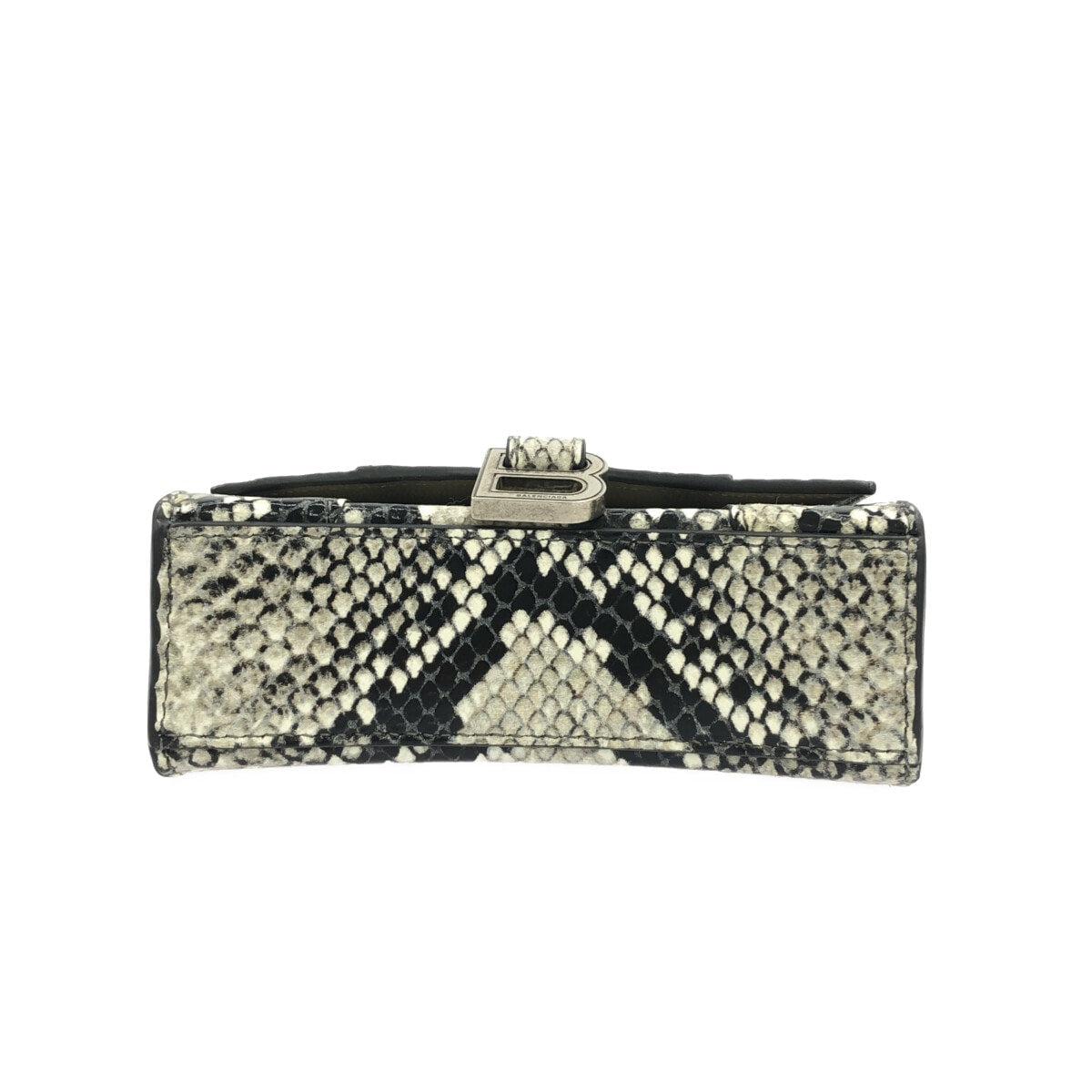 Balenciaga Hourglass Top Handle Bag Python Embossed Leather Gray Calfskin Handbag (Pre-Owned)
