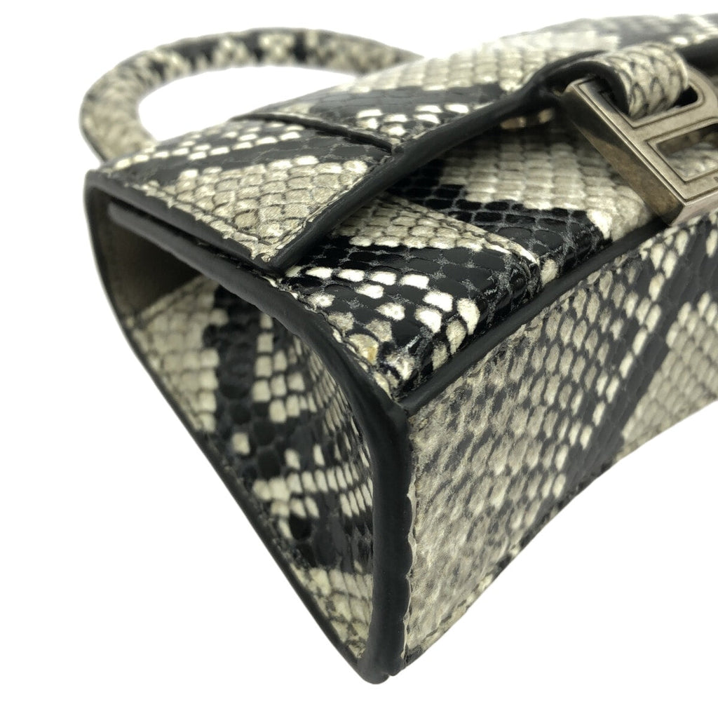 Balenciaga Hourglass Top Handle Bag Python Embossed Leather Gray Calfskin Handbag (Pre-Owned)