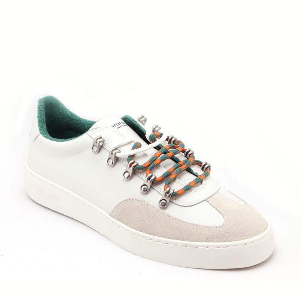 Scotch & Soda White Leather Low Top Men's Sneakers
