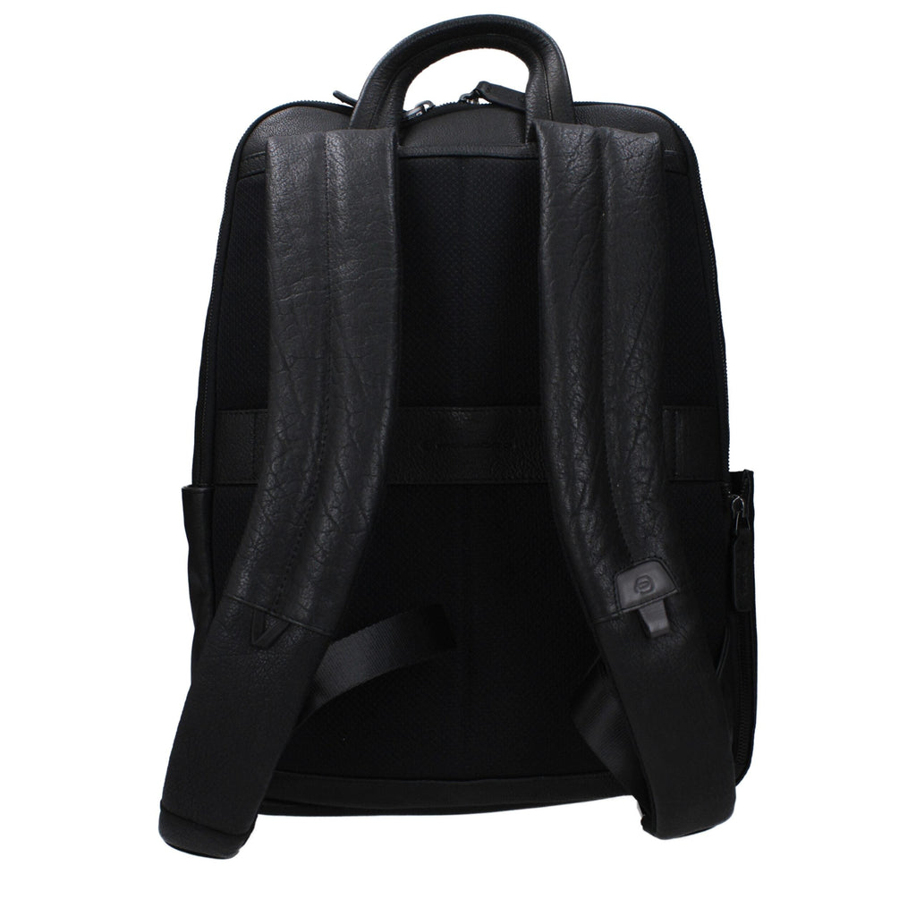 Piquadro Black Leather Men's Backpack