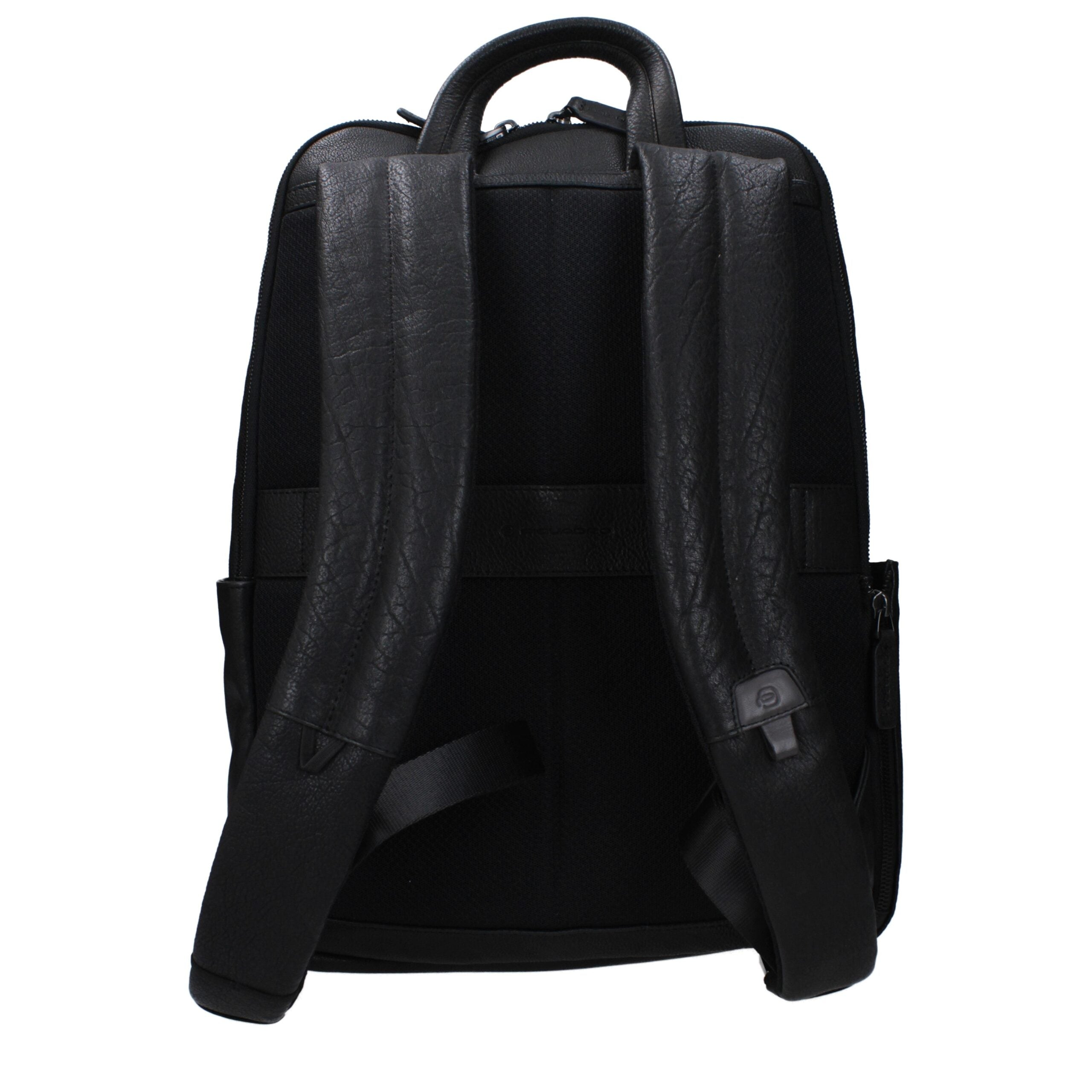 Piquadro Black Leather Men's Backpack