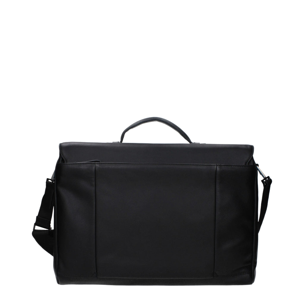 Piquadro Black Leather Business And Laptop Men's Bag