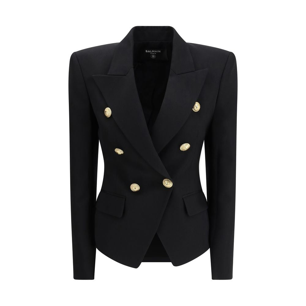 Balmain Black Wool Jackets And Women's Coat