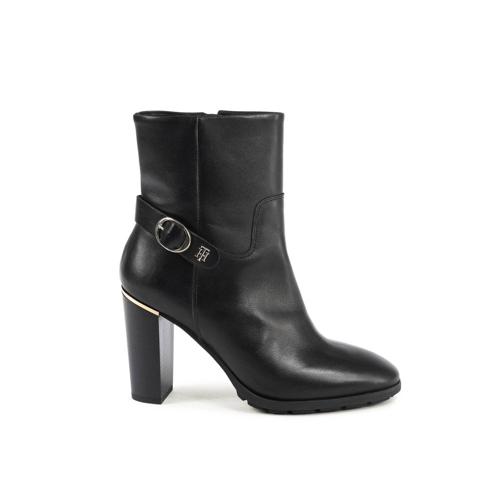 Tommy Hilfiger Black Leather Ankle Women's Boots
