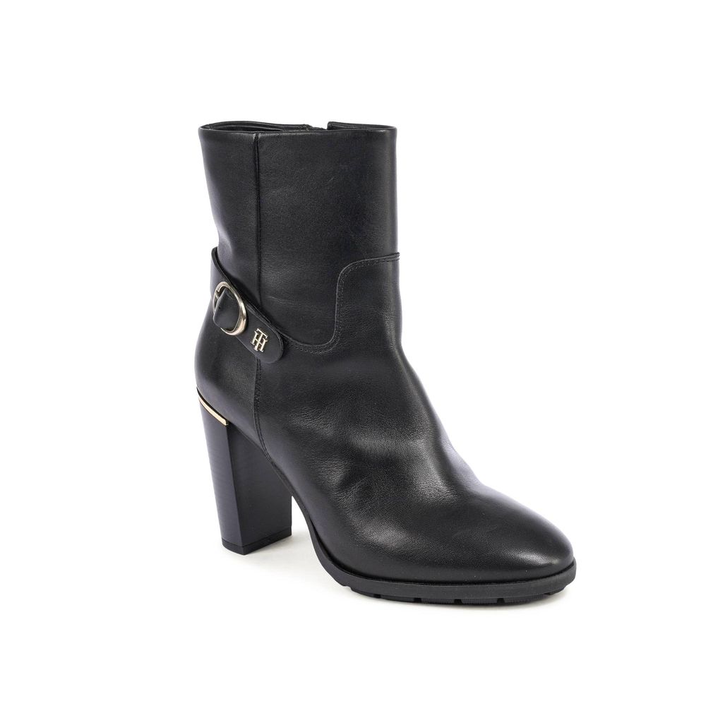 Tommy Hilfiger Black Leather Ankle Women's Boots