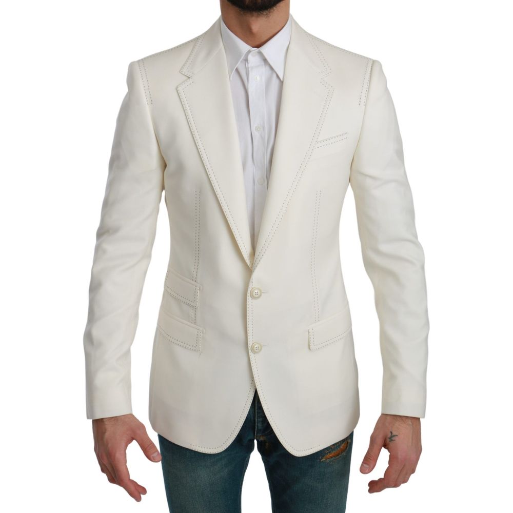 Dolce & Gabbana White Virgin Wool Men's Blazer