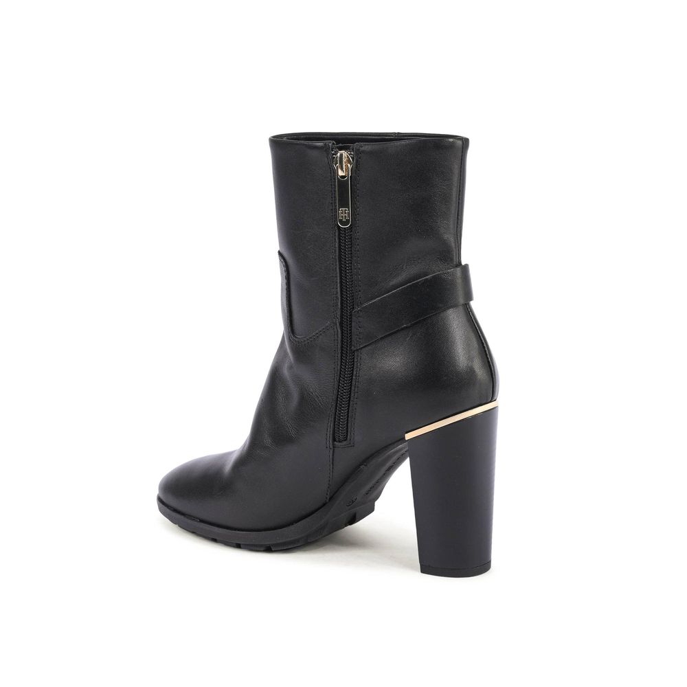 Tommy Hilfiger Black Leather Ankle Women's Boots