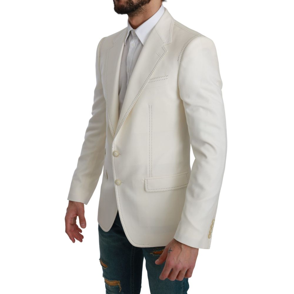 Dolce & Gabbana White Virgin Wool Men's Blazer