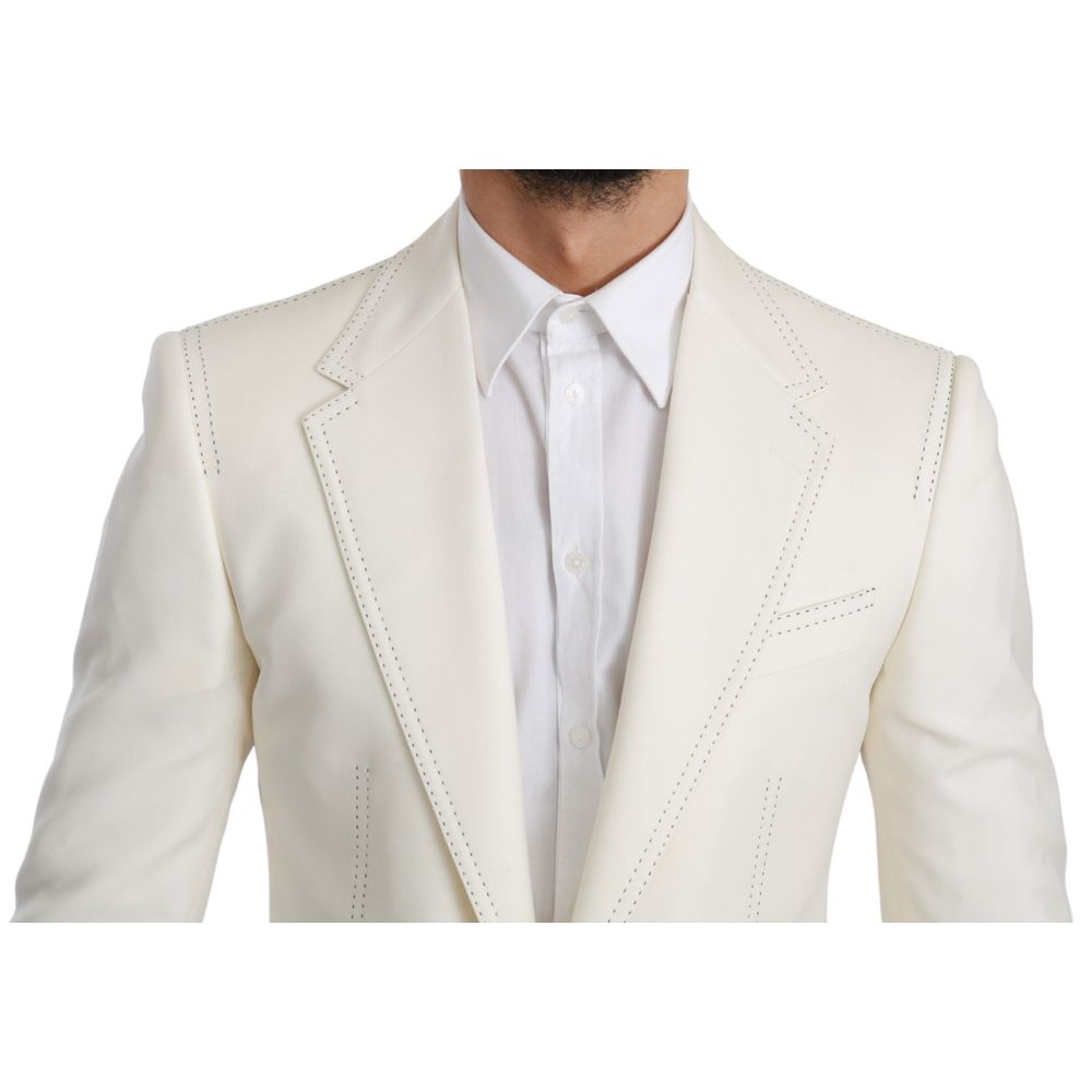 Dolce & Gabbana White Virgin Wool Men's Blazer