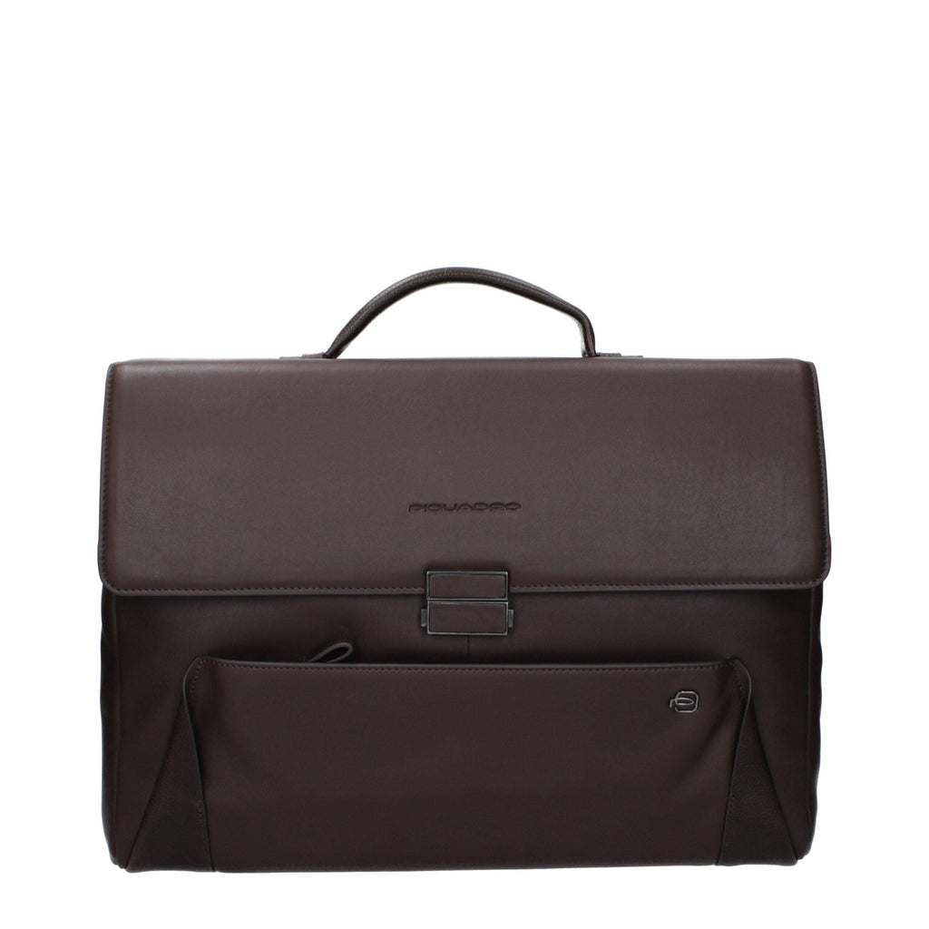 Piquadro Brown Leather Business And Laptop Men's Bag