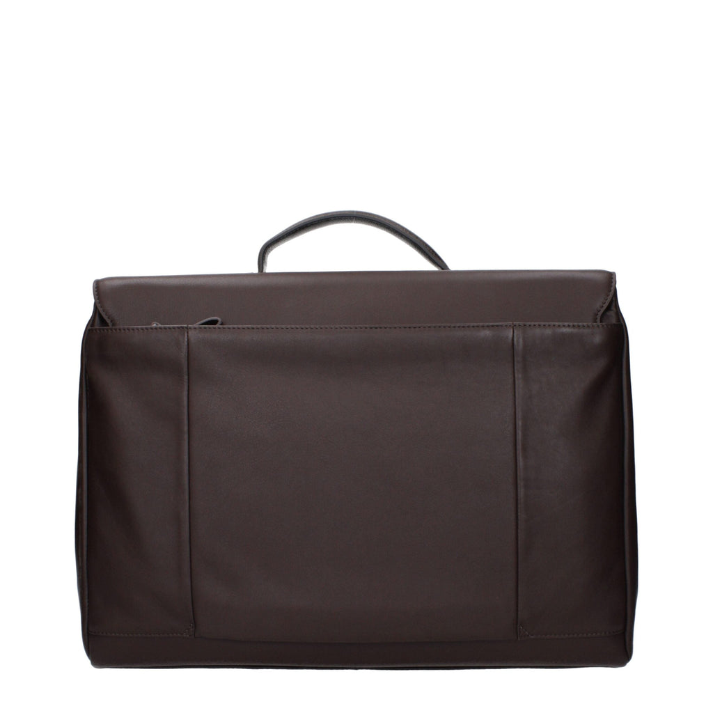 Piquadro Brown Leather Business And Laptop Men's Bag