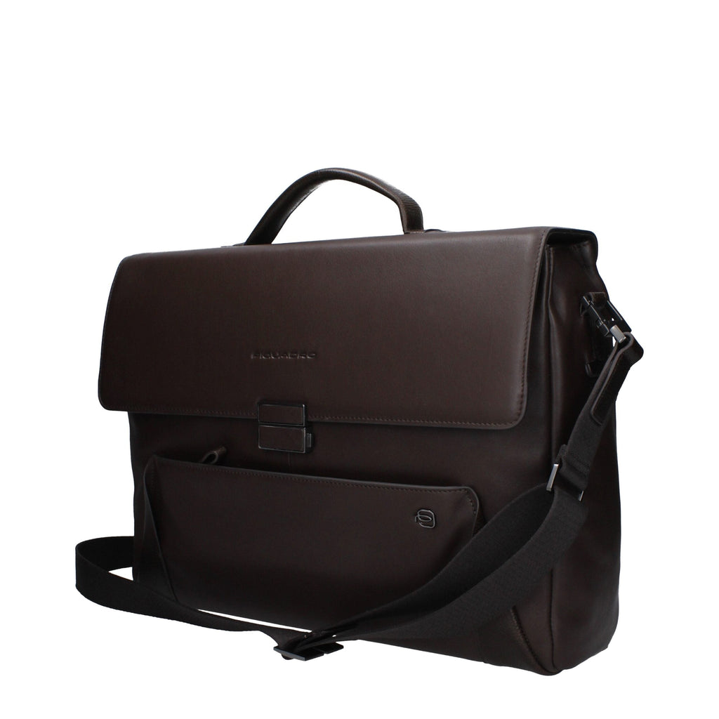 Piquadro Brown Leather Business And Laptop Men's Bag