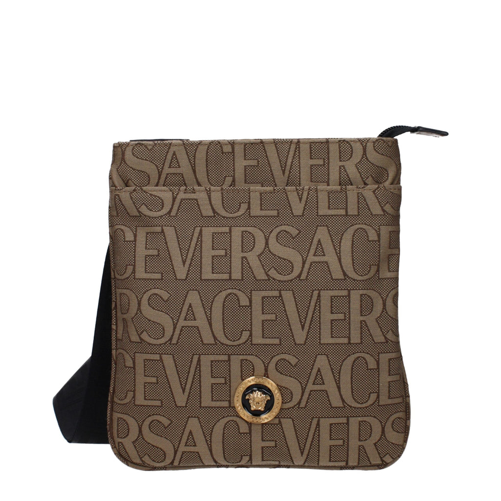 Versace Beige Fabric Crossbody Men's Bag