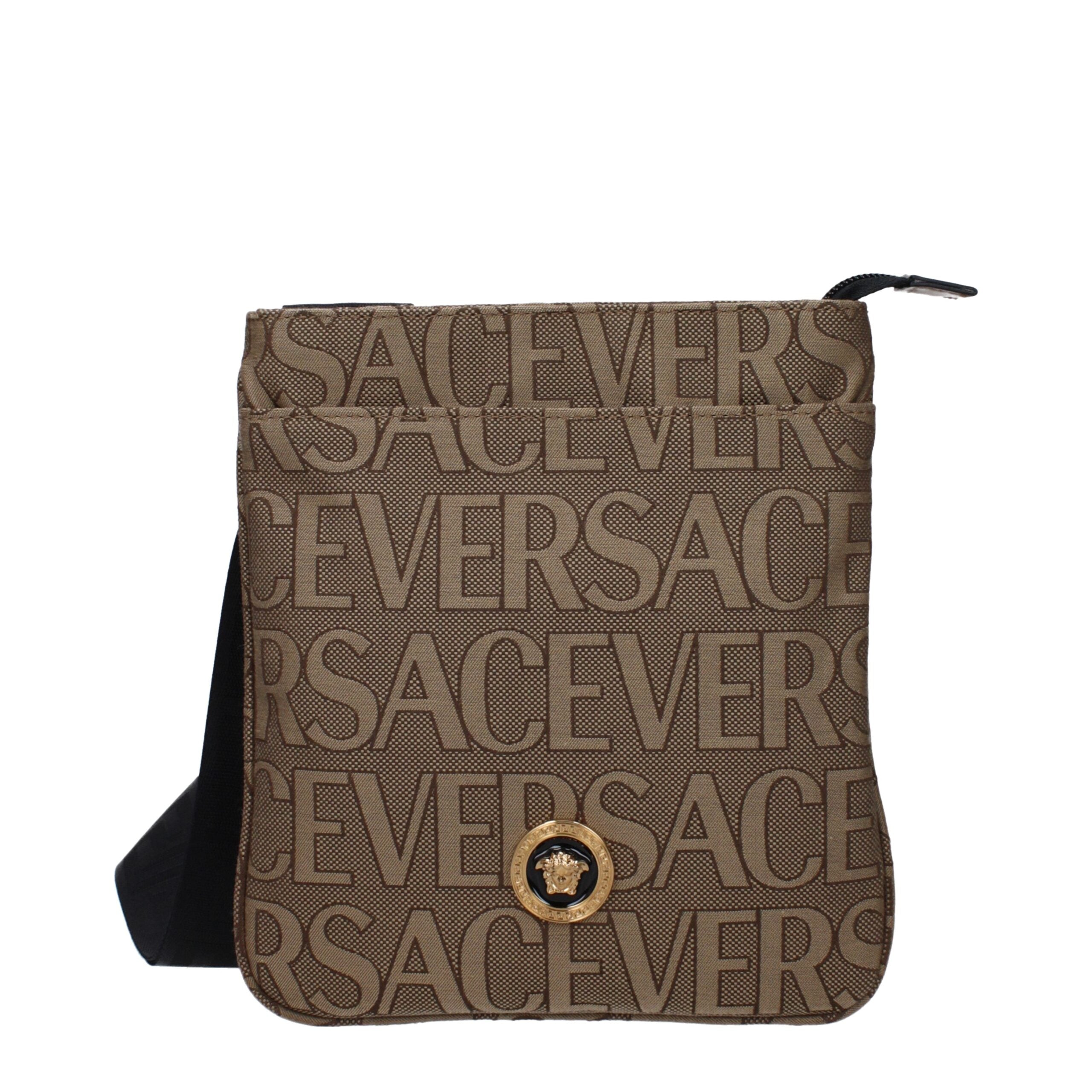 Versace Beige Fabric Crossbody Men's Bag