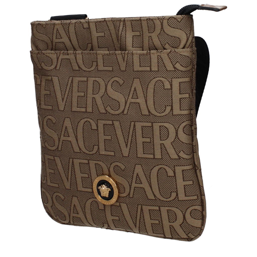 Versace Beige Fabric Crossbody Men's Bag