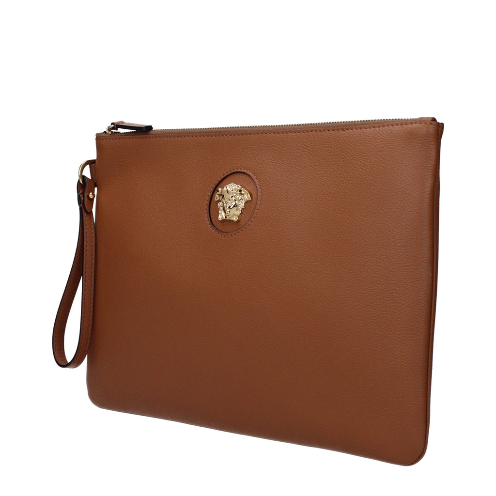 Versace Brown Leather Clutch Women's Bag