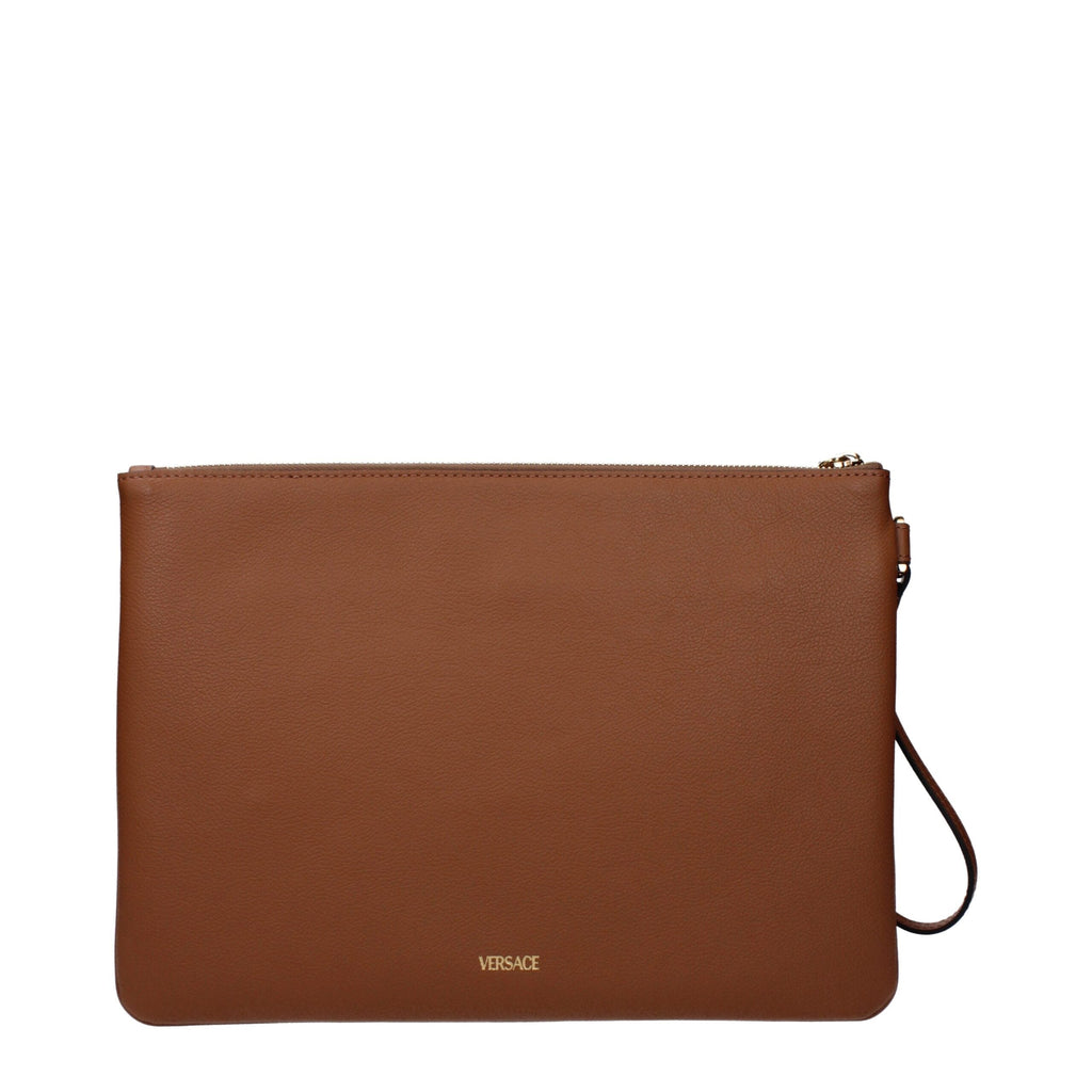 Versace Brown Leather Clutch Women's Bag