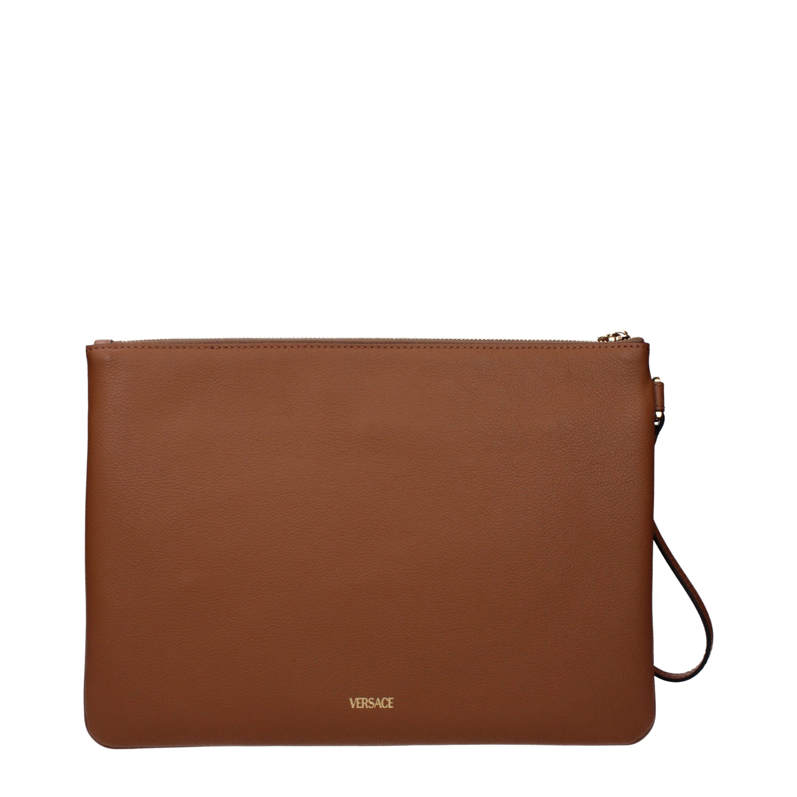 Versace Brown Leather Clutch Women's Bag
