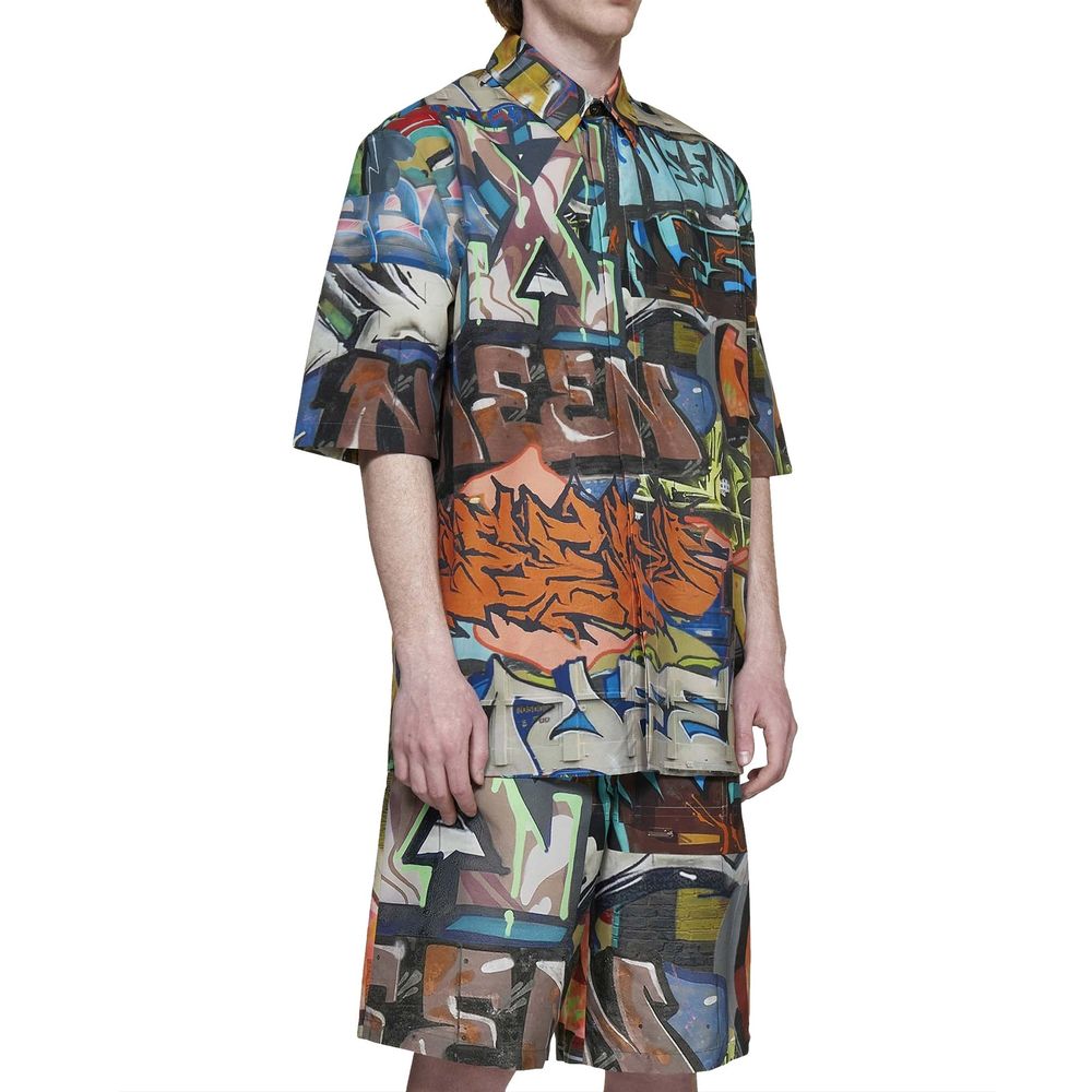 Off-White Black Polyamide Pattern Men's Shirt