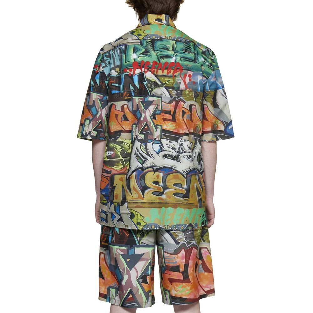 Off-White Black Polyamide Pattern Men's Shirt