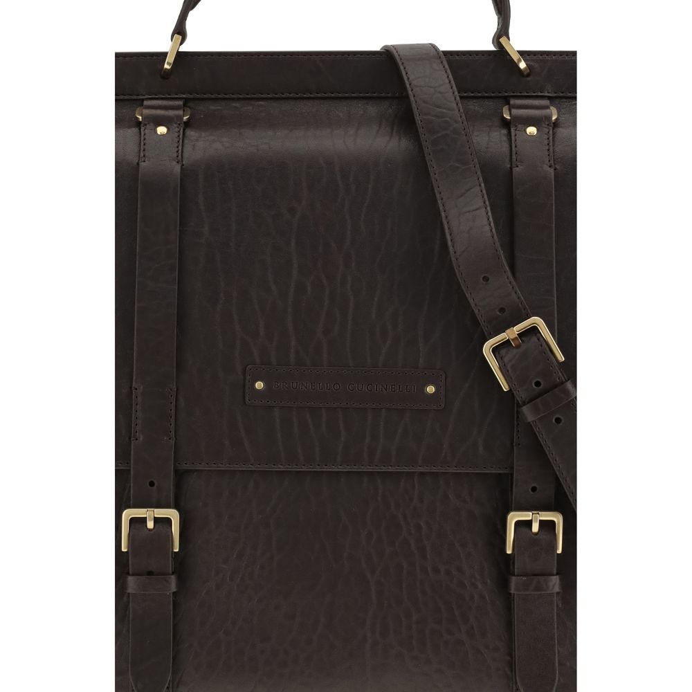 Brunello Cucinelli Brown Calf Leather Bos Taurus Luggage And Men's Travel