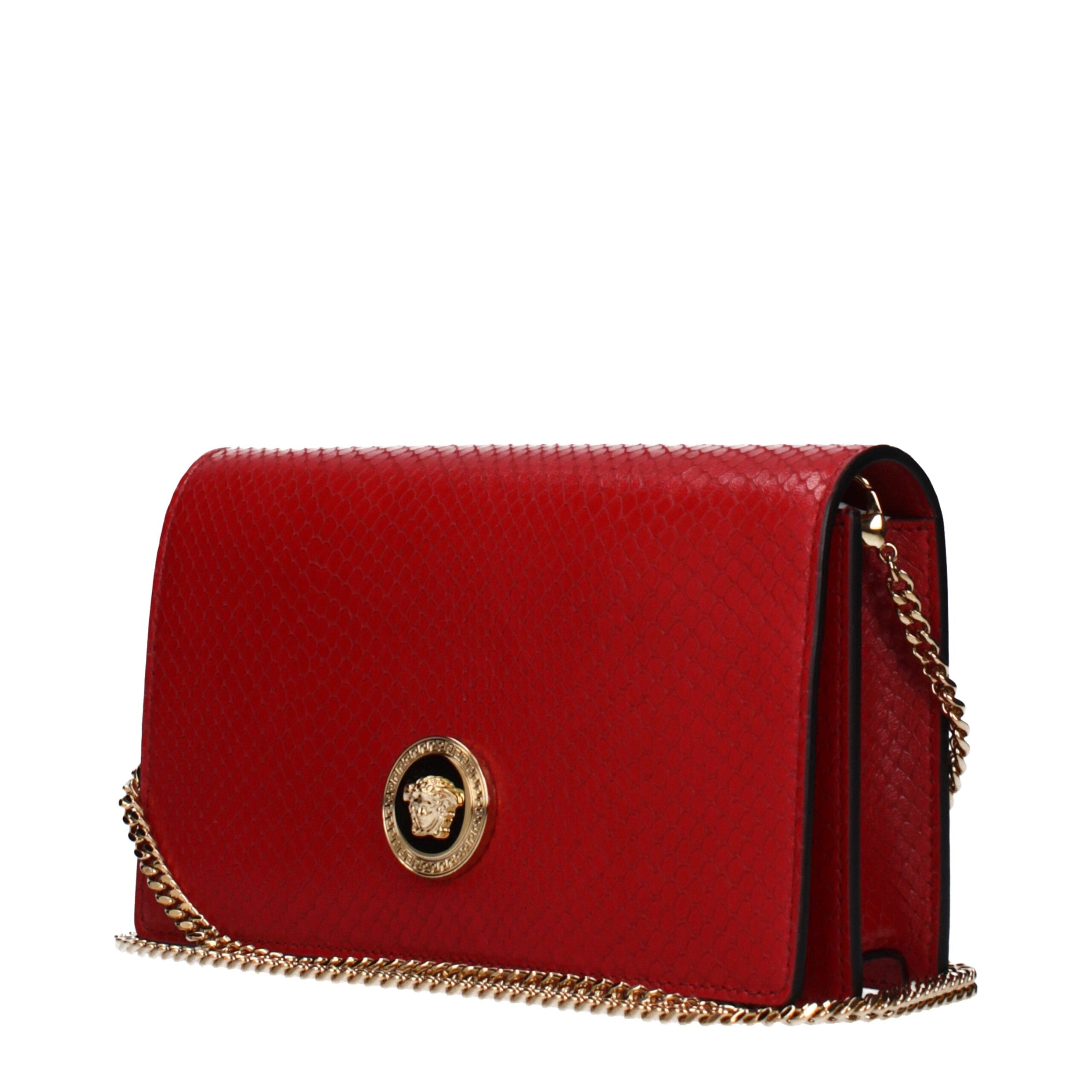 Versace Red Leather Clutch Women's Bag