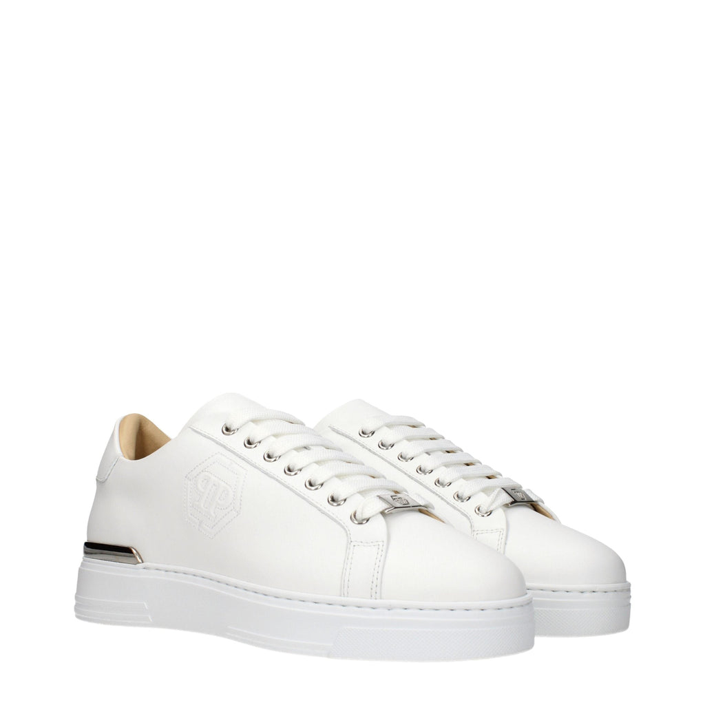 Philipp Plein White Leather Low Top Men's Sneakers