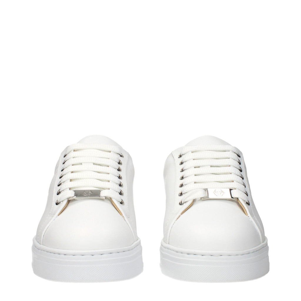 Philipp Plein White Leather Low Top Men's Sneakers
