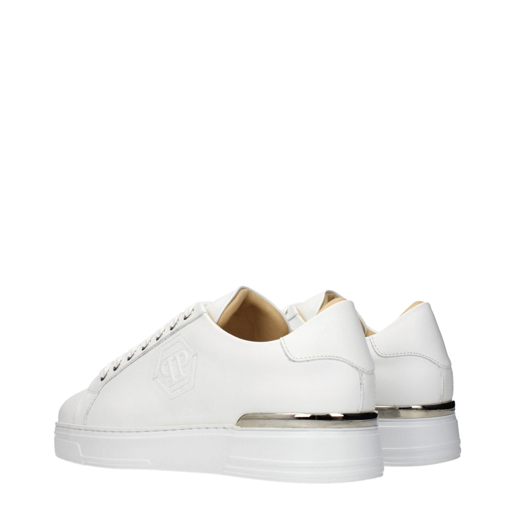 Philipp Plein White Leather Low Top Men's Sneakers