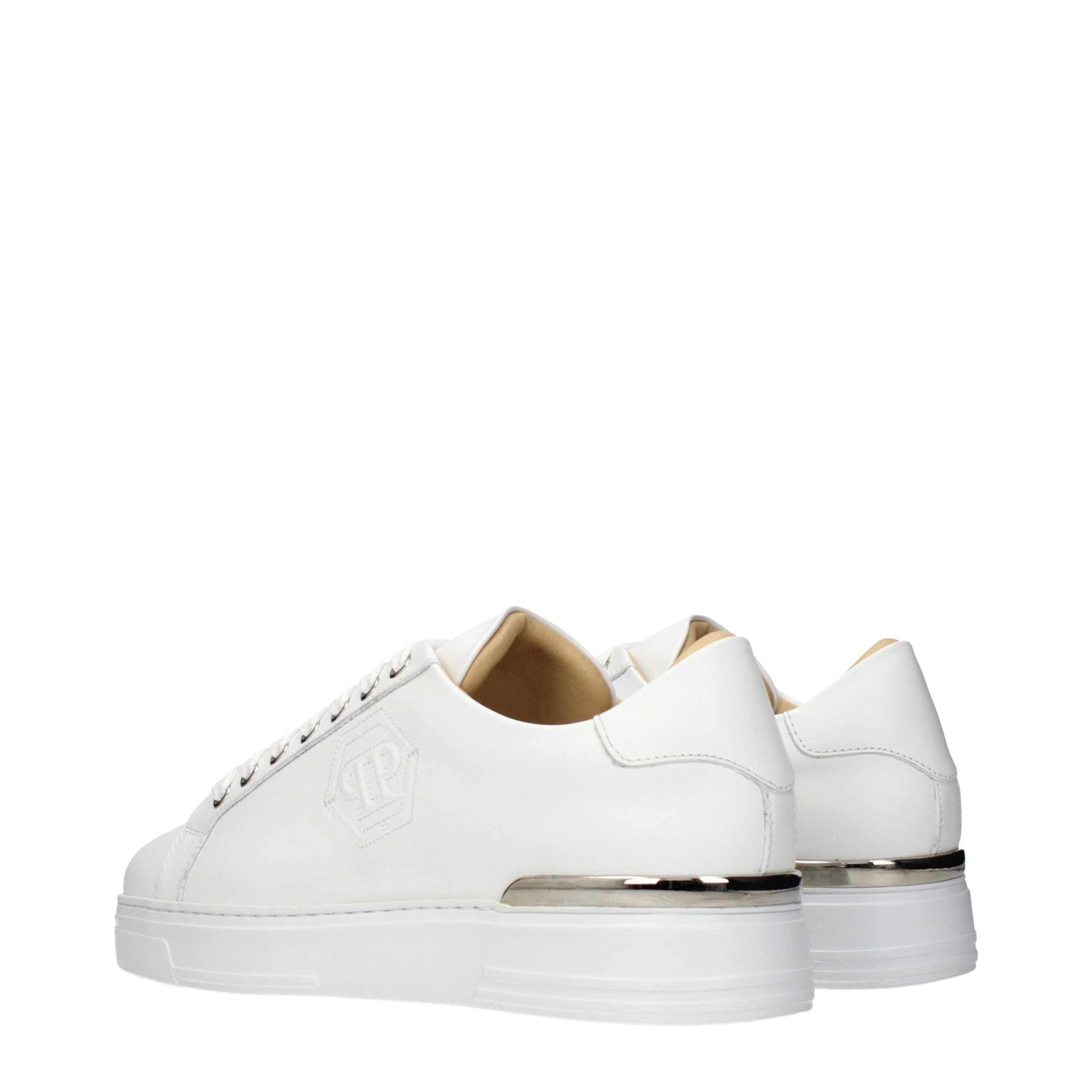 Philipp Plein White Leather Low Top Men's Sneakers