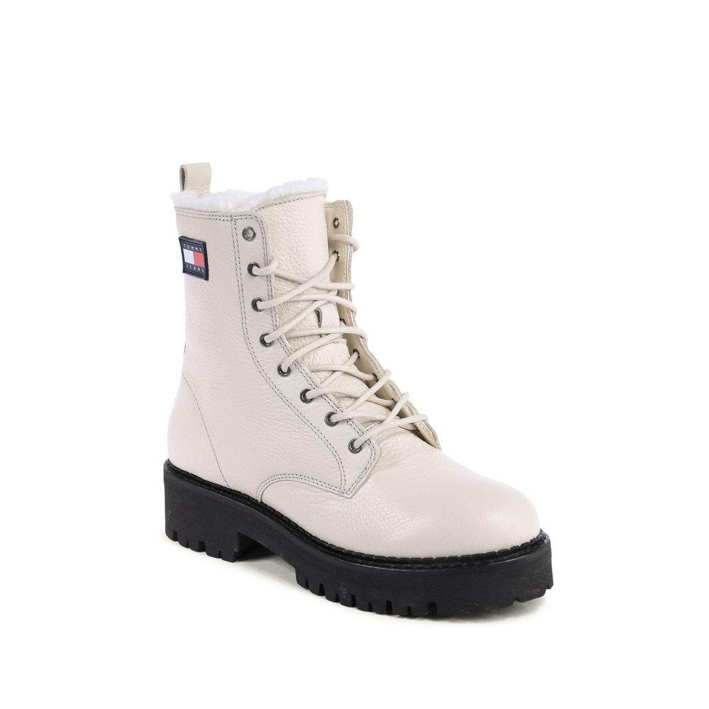 Tommy Hilfiger Beige Leather Ankle Women's Boots