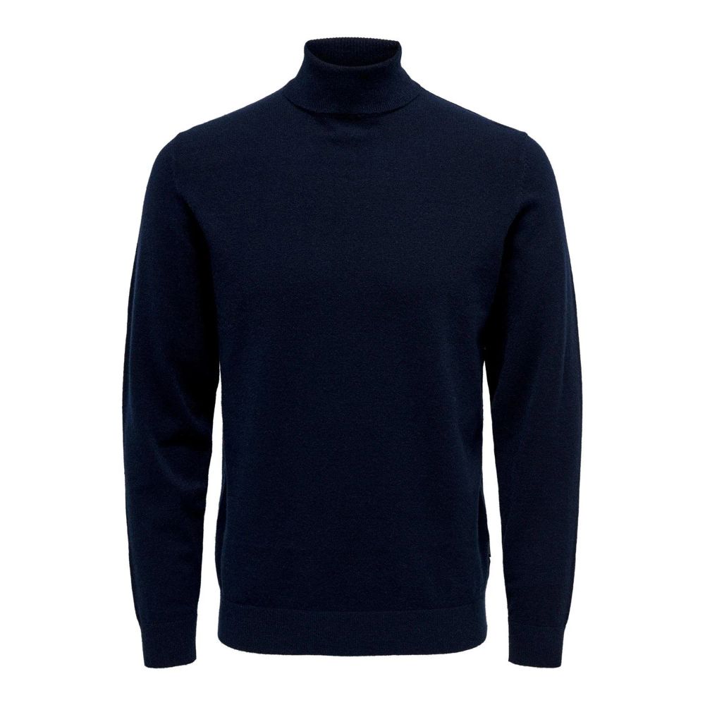 Only & Sons Blue Polyester Men's Turtleneck