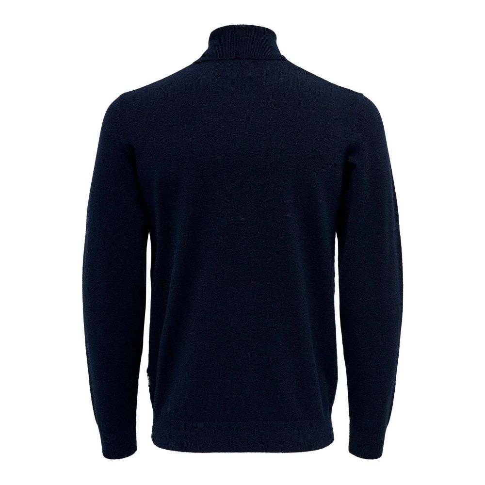 Only & Sons Blue Polyester Men's Turtleneck