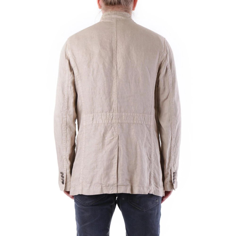 Husky Beige Linen Men's Coat