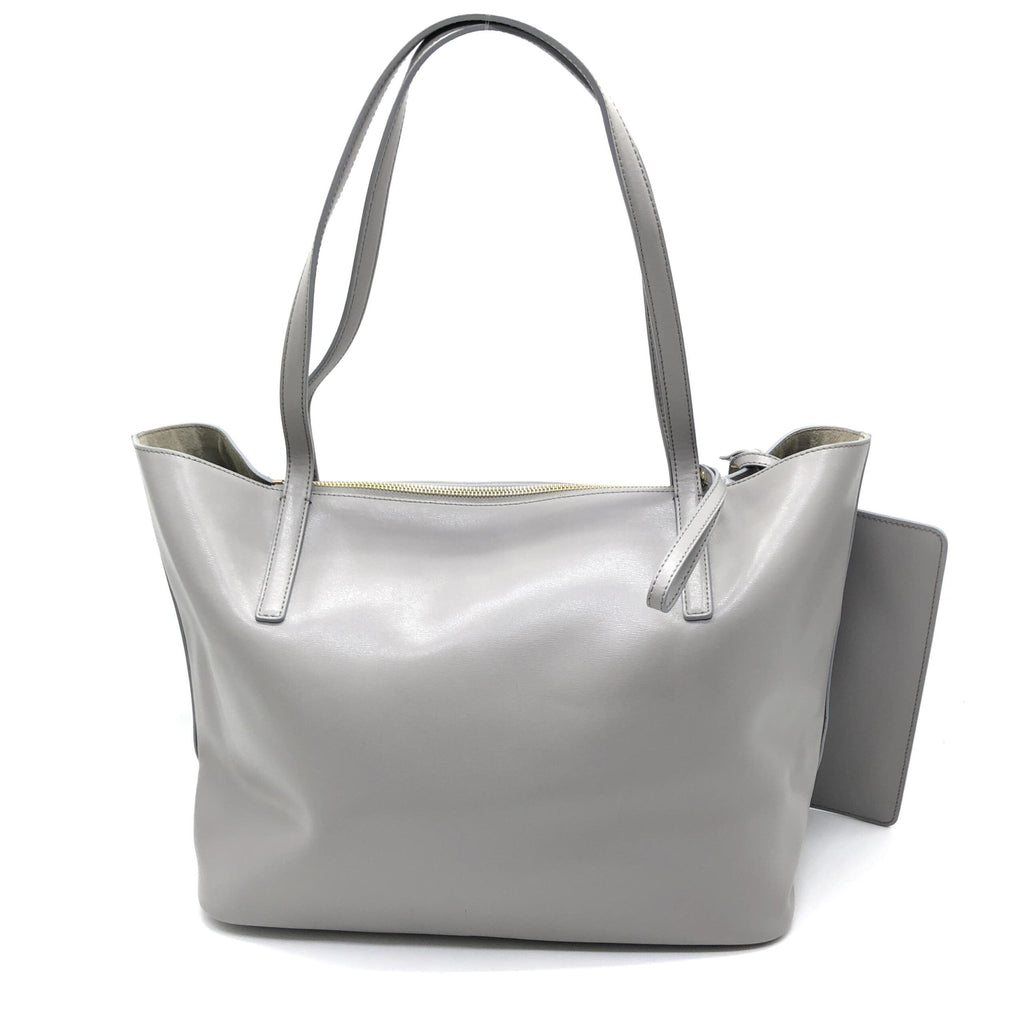 Salvatore Ferragamo Gancio City Light Grey Leather Tote Women's Bag (Pre-Owned)