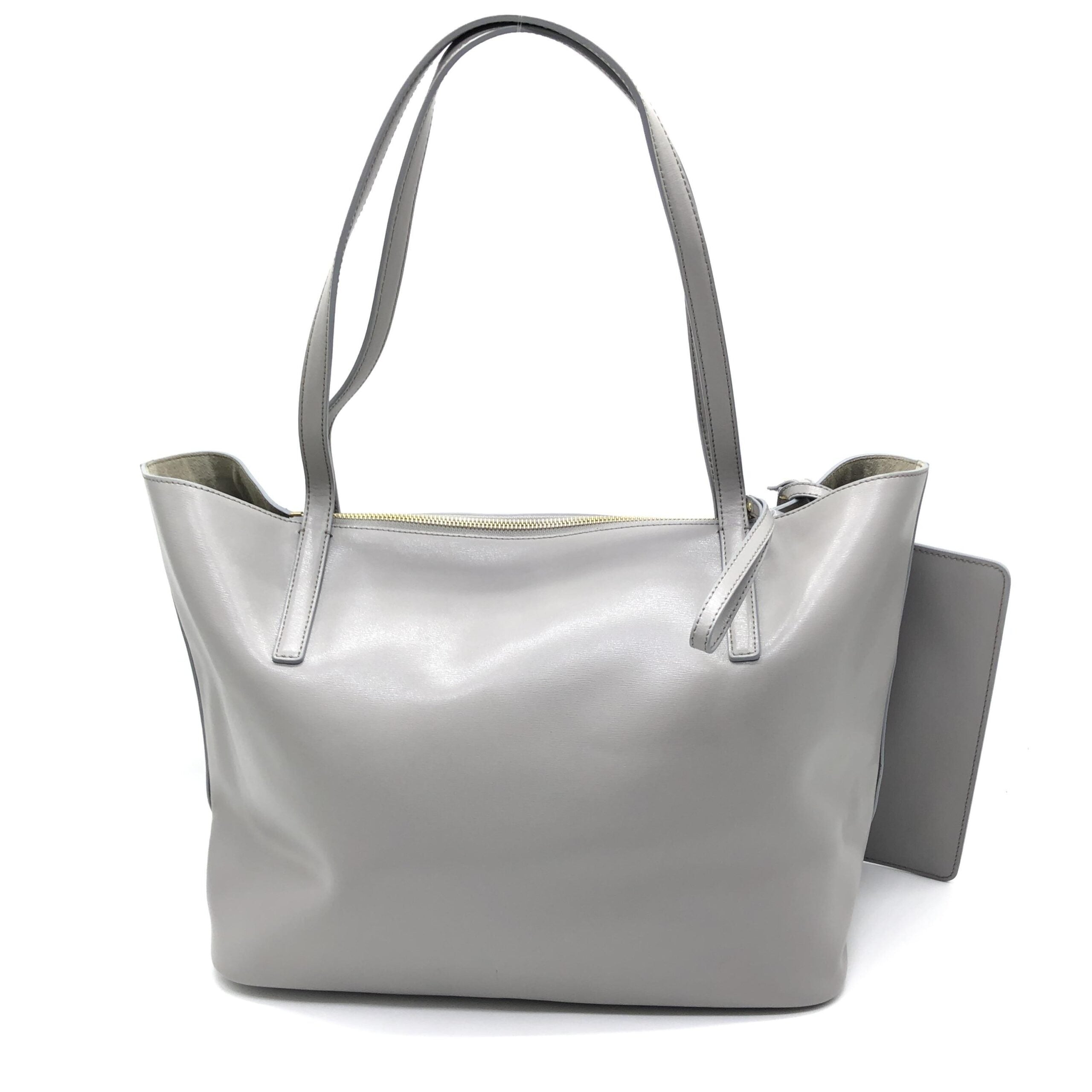 Salvatore Ferragamo Gancio City Light Grey Leather Tote Women's Bag (Pre-Owned)