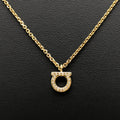 Salvatore Ferragamo Gold Gancini Crystals Pendant Women's Necklace (Pre-Owned)